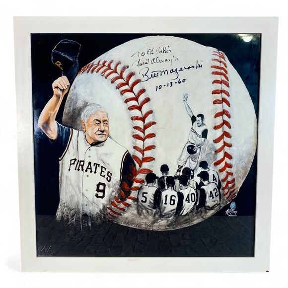 Bill Mazeroski Framed Signed Print  Vintage 1960 Pittsburgh Pirates Numbered 80 - Picture 1 of 6